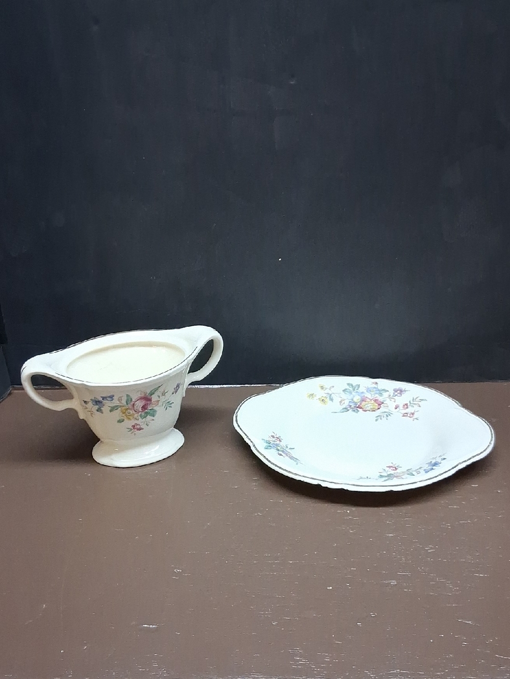 Edwin M. Knowles "Winslow" pattern bread plate and sugar bowl‎